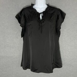 Flower & Feather Top‎ 3XL Black Ruffle Sleeve Blouse Whimsigoth Witchy Dark